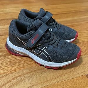 Kids ASICS GT 1000 Running Sneaker Gray Red & White